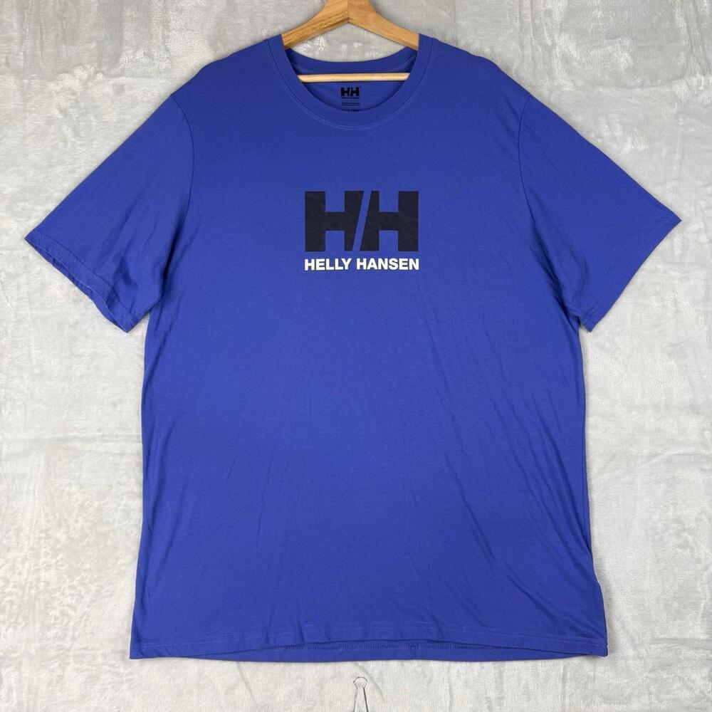 Helly Hansen HH Logo T-Shirt Blue Men Size 2XL Outdoor Streetwear Graphic Tee - Picture 2 of 9